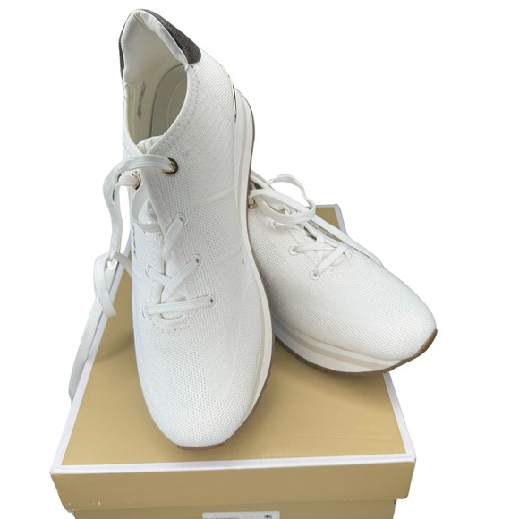 MICHAEL Michael Kors Monique Knit Sneaker White/Gold-tone Accents NWOT Size 9.5 - Picture 5 of 15